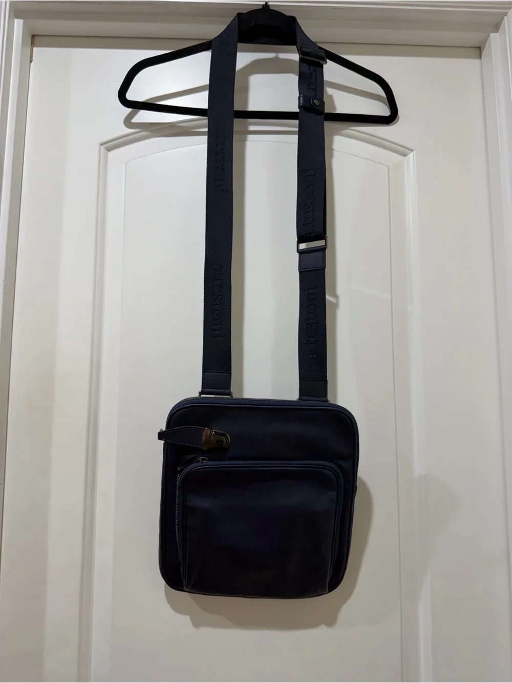a. testoni Navy Crossbody Messenger Bag with Adjustable Strap